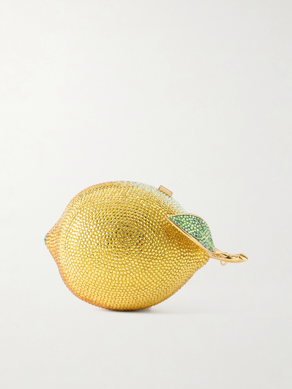 Judith Leiber Citron Crystal-embellished Gold-tone Clutch In Yellow