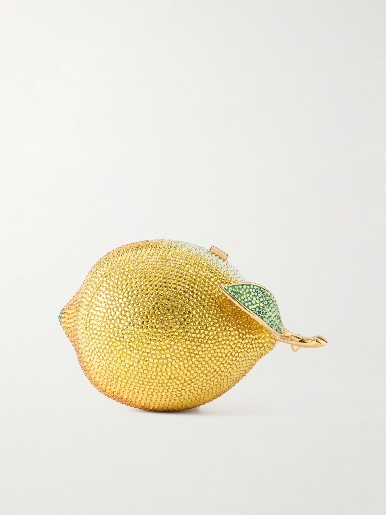 Citron crystal-embellished gold-tone clutch