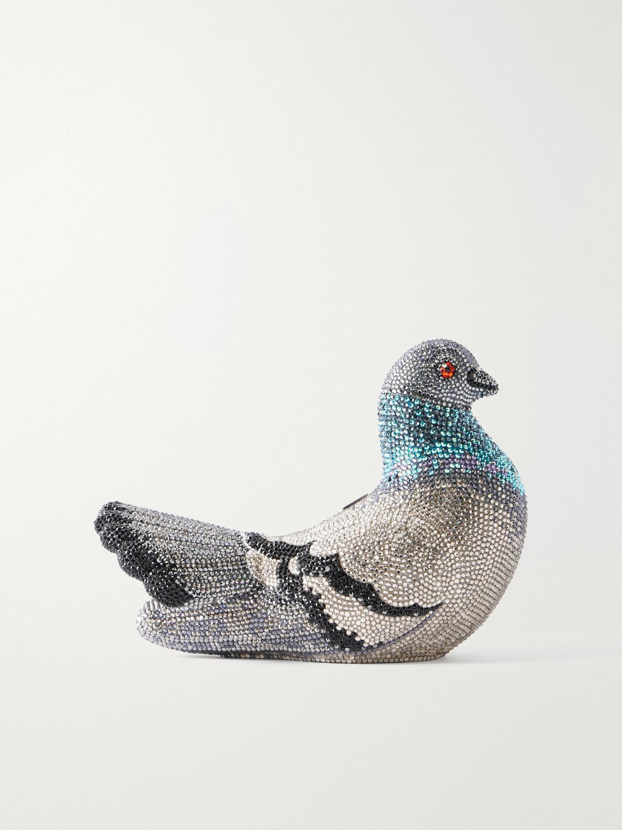 Judith Leiber Pigeon Crystal-embellished Silver-tone Clutch