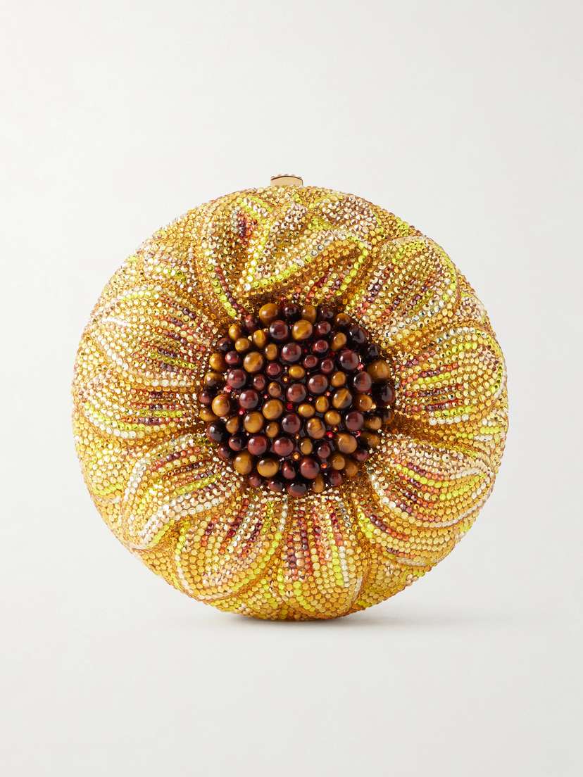 Judith Leiber Couture Sunflower Crystal-embellished Gold-tone Clutch
