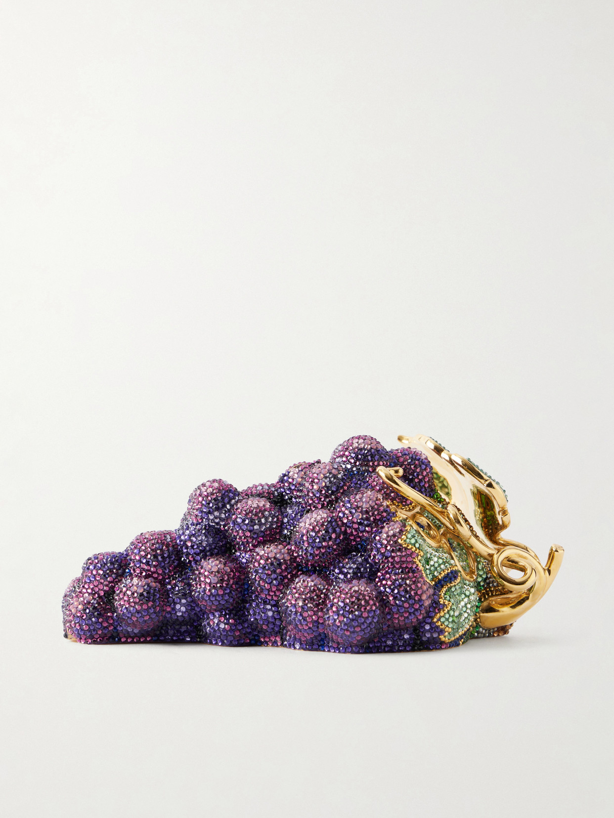 Judith Leiber Grapes Crystal-embellished Gold-tone Clutch In Purple