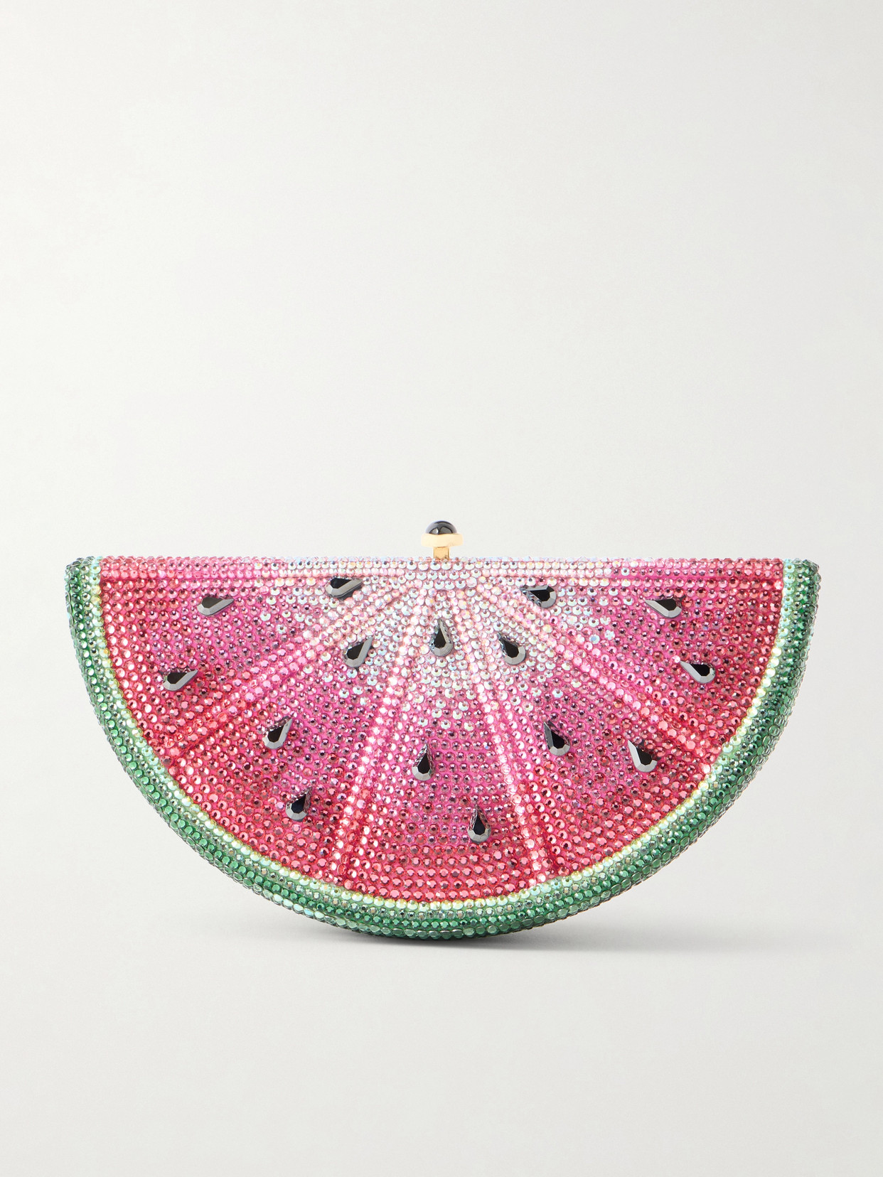 Judith Leiber Watermelon Slice Crystal-embellished Gold-tone Clutch In Pink