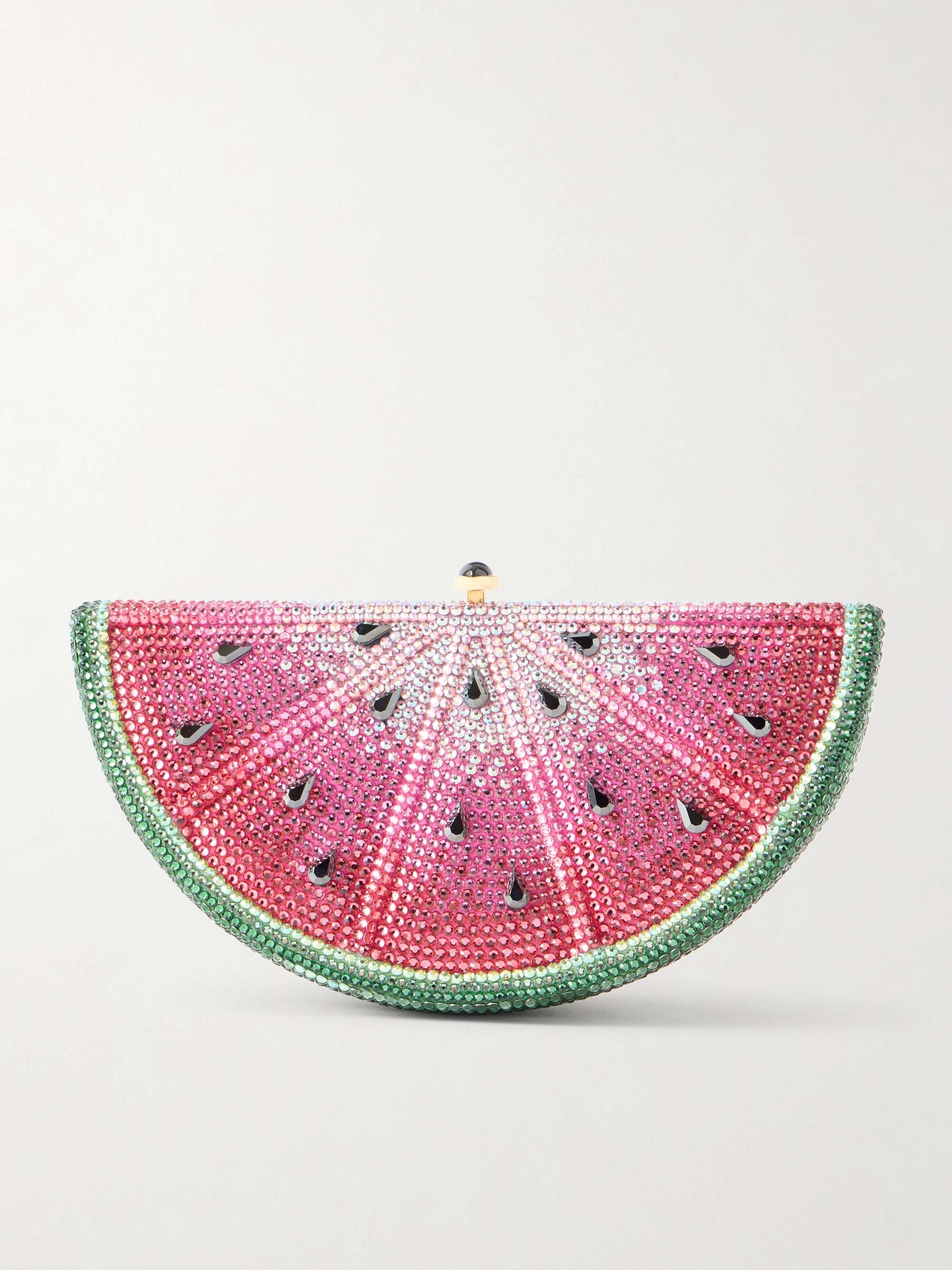 JUDITH LEIBER COUTURE Slice Watermelon crystal-embellished silver-tone clutch