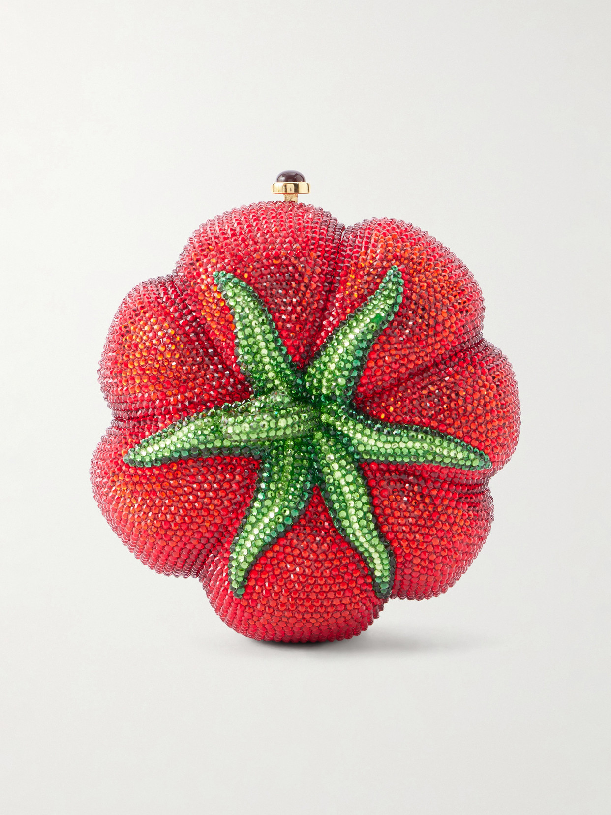 Judith Leiber Tomato Crystal-embellished Gold-tone Clutch In Red