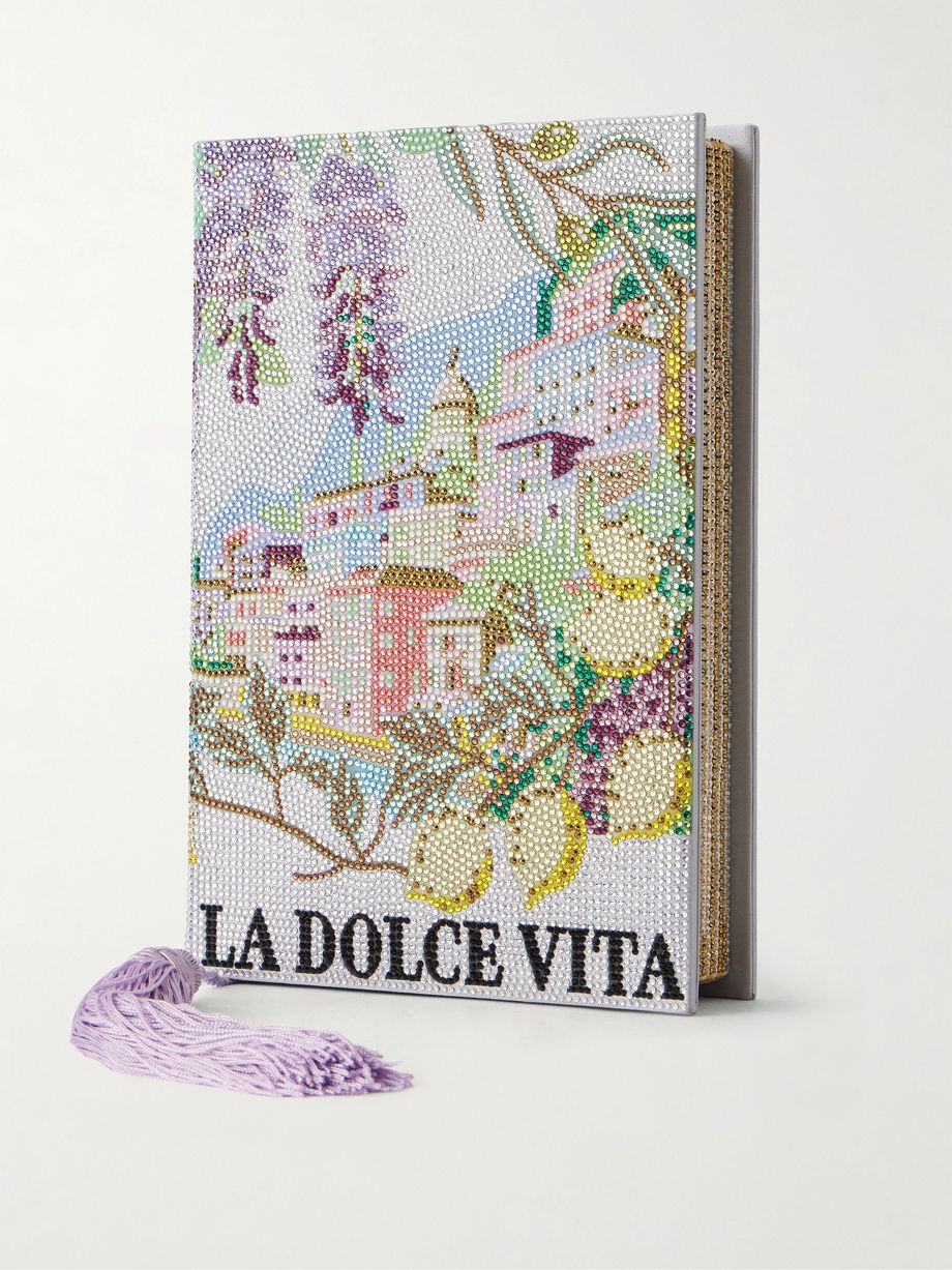 Storybook crystal-embellished clutch