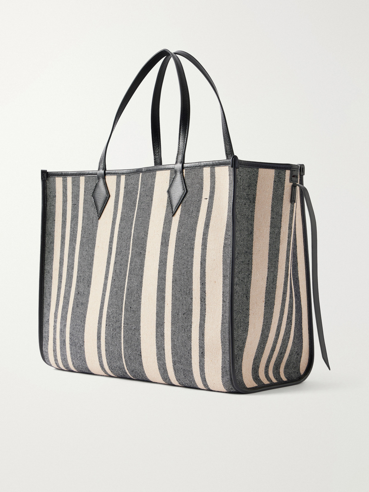 Métier - Chameleon 41 Striped Leather-Trimmed Canvas Tote