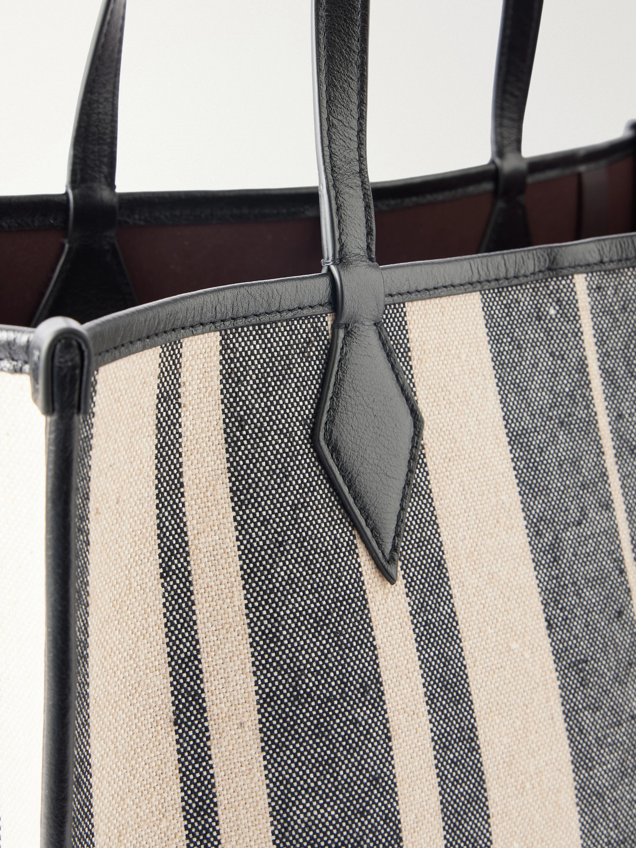 Métier - Chameleon 41 Striped Leather-Trimmed Canvas Tote