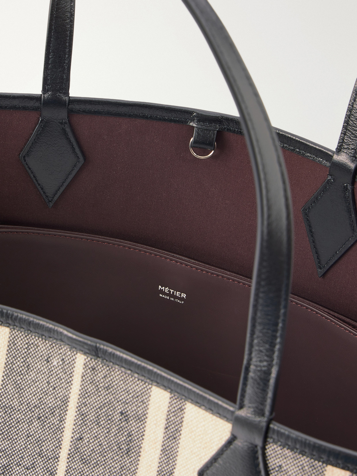 Métier - Chameleon 41 Striped Leather-Trimmed Canvas Tote
