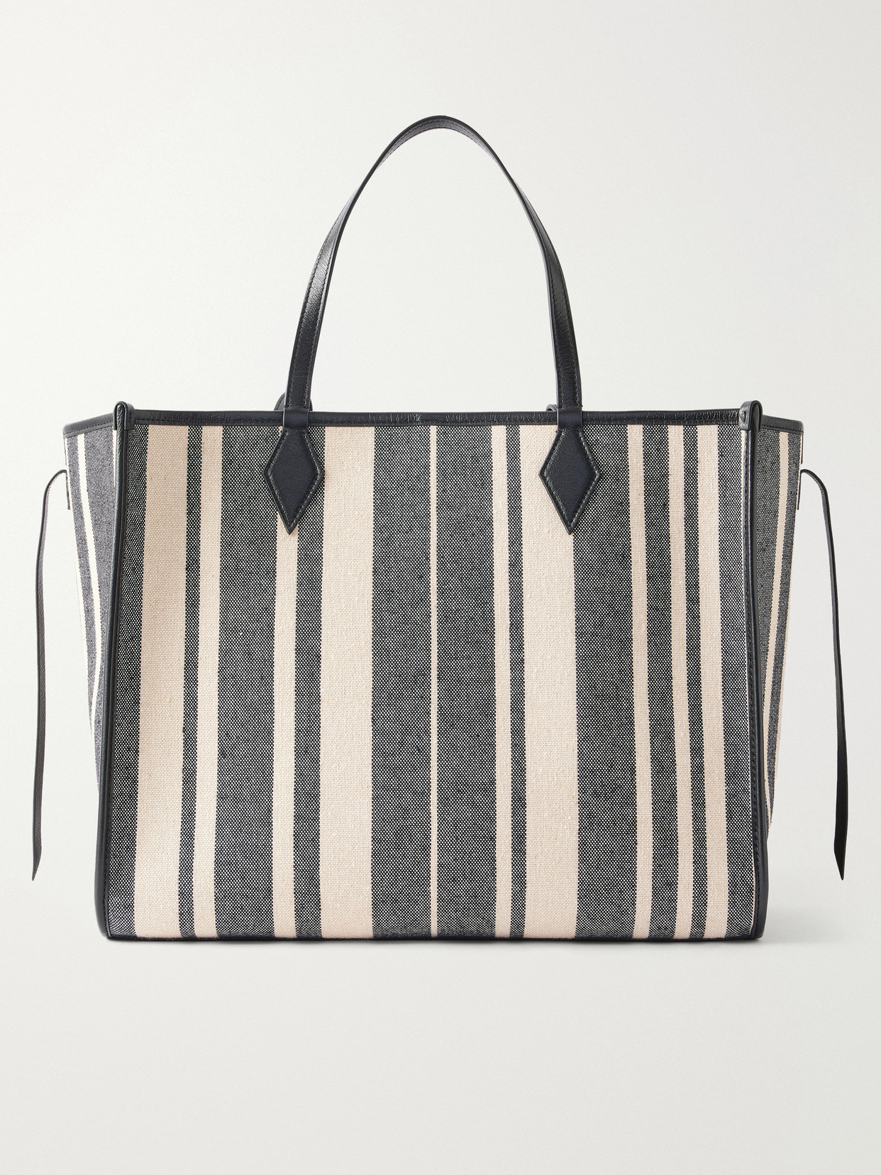 Metier Chameleon 41 Striped Leather-trimmed Canvas Tote In Black