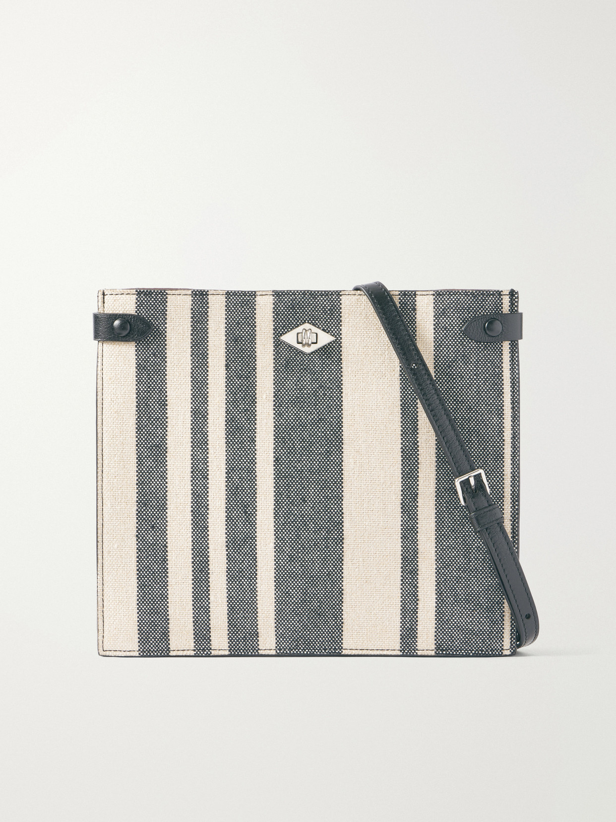 Metier Stowaway Striped Canvas Shoulder Bag In Black