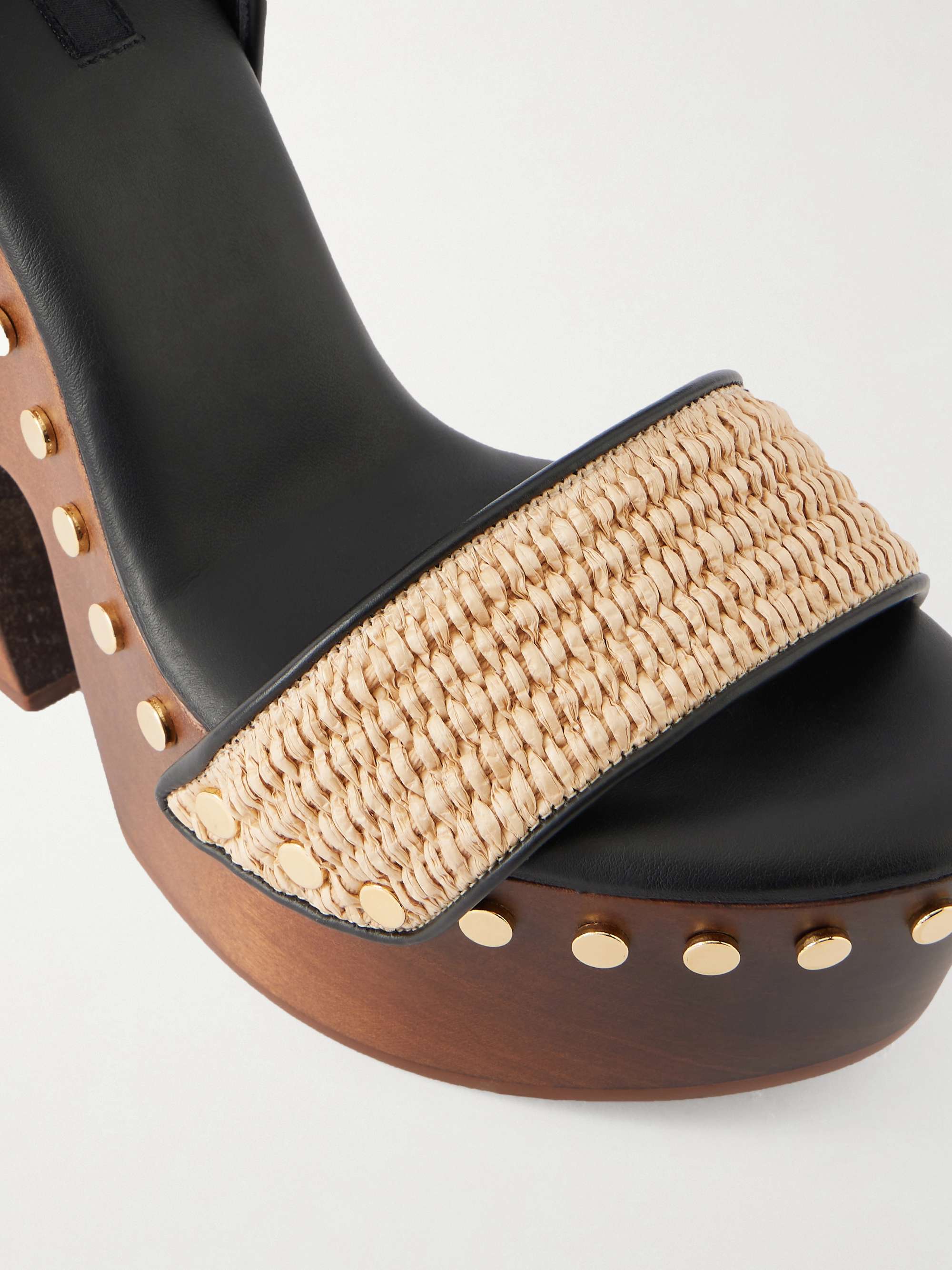 GIVENCHY Studded raffia wedge sandals | NET-A-PORTER
