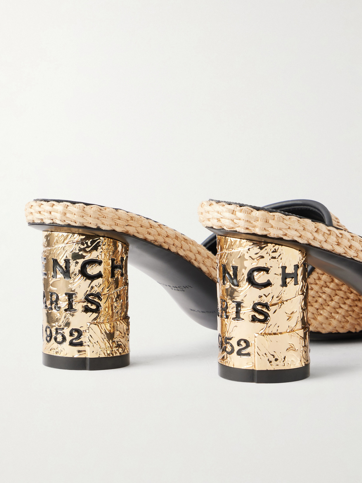 Givenchy Tape 65mm Raffia-effect Heeled Mules In Brown