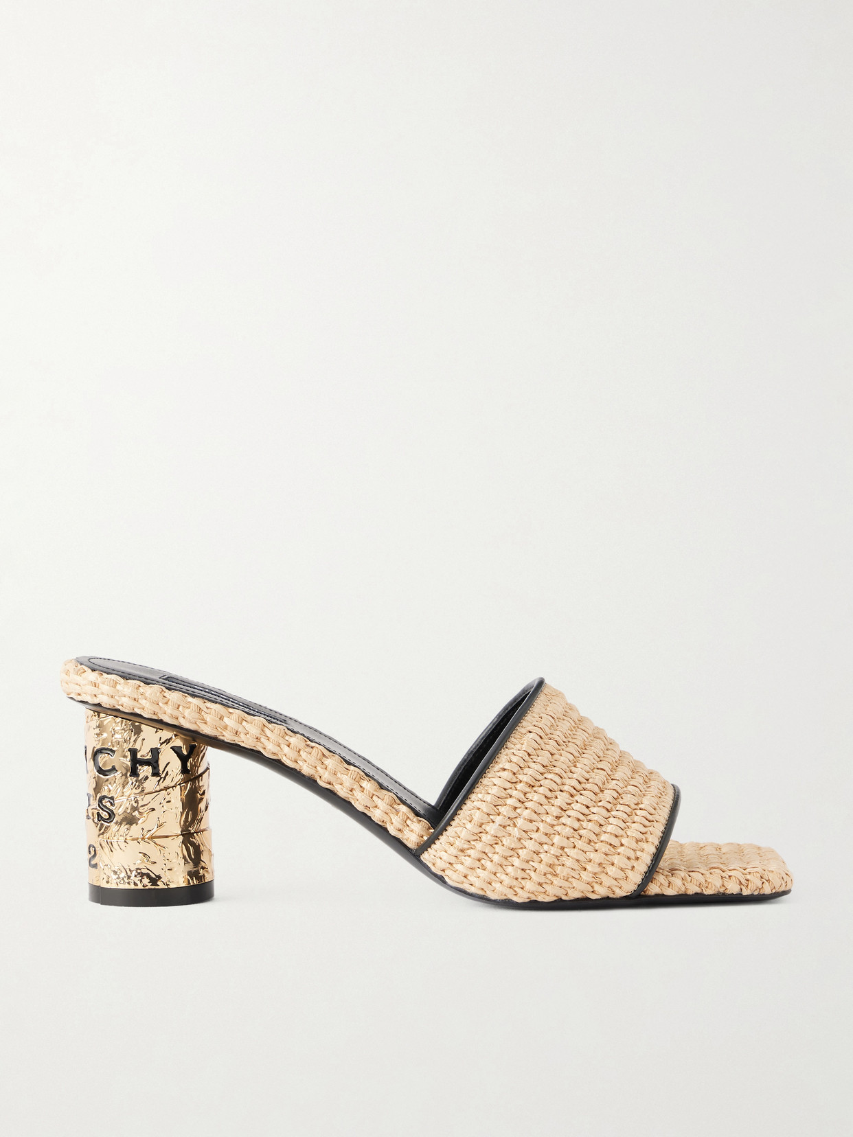 Givenchy Tape 65mm Raffia-effect Heeled Mules In Brown