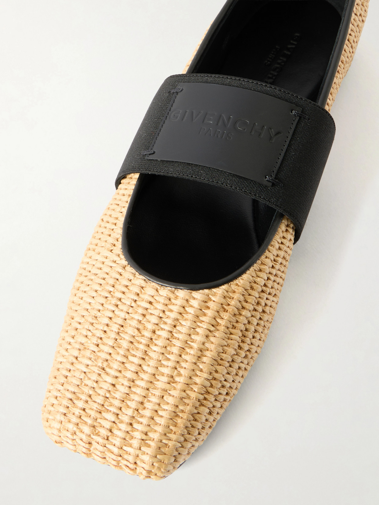 Givenchy Women's Sliced Square Raffia-effect Ballerinas In Nude