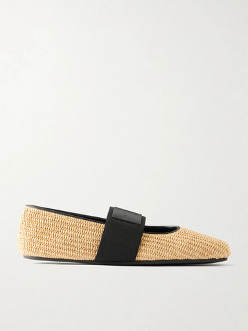 Givenchy Logo-appliquéd raffia ballerina flats