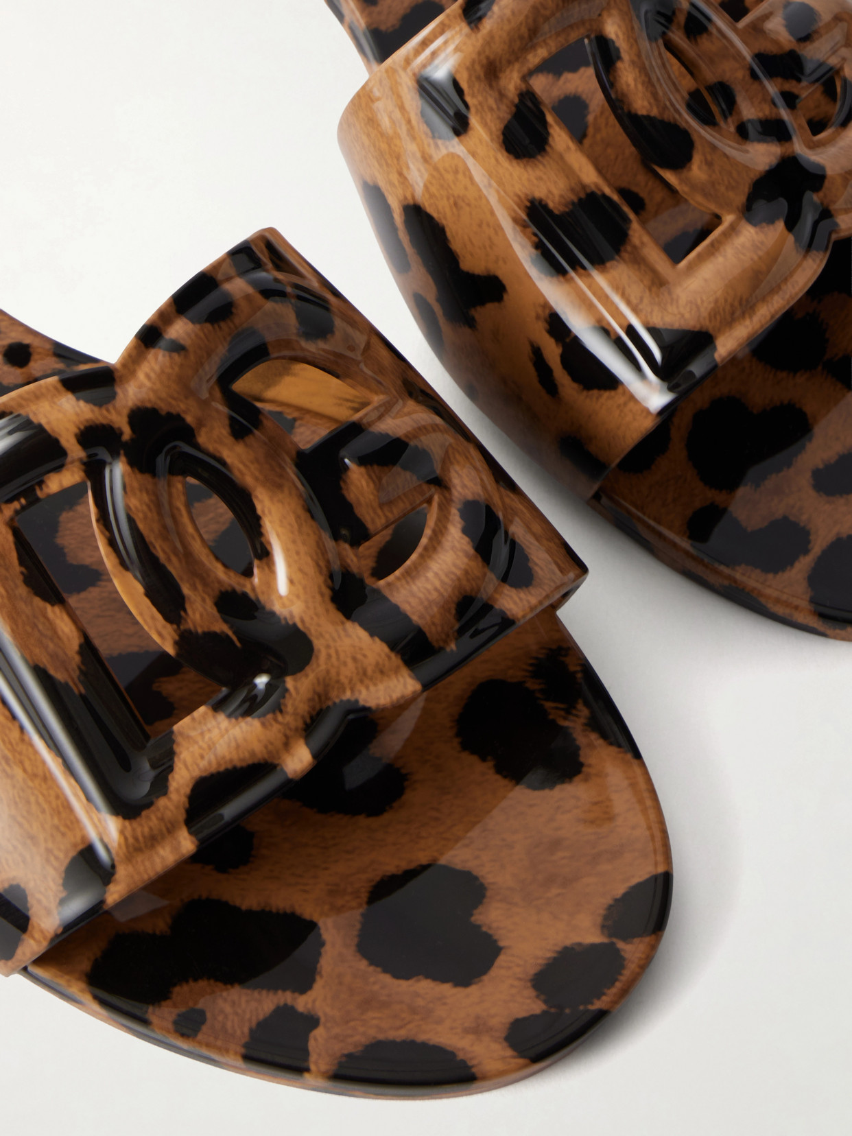 Bianca Logo-Embossed Leopard-Print Rubber Flats