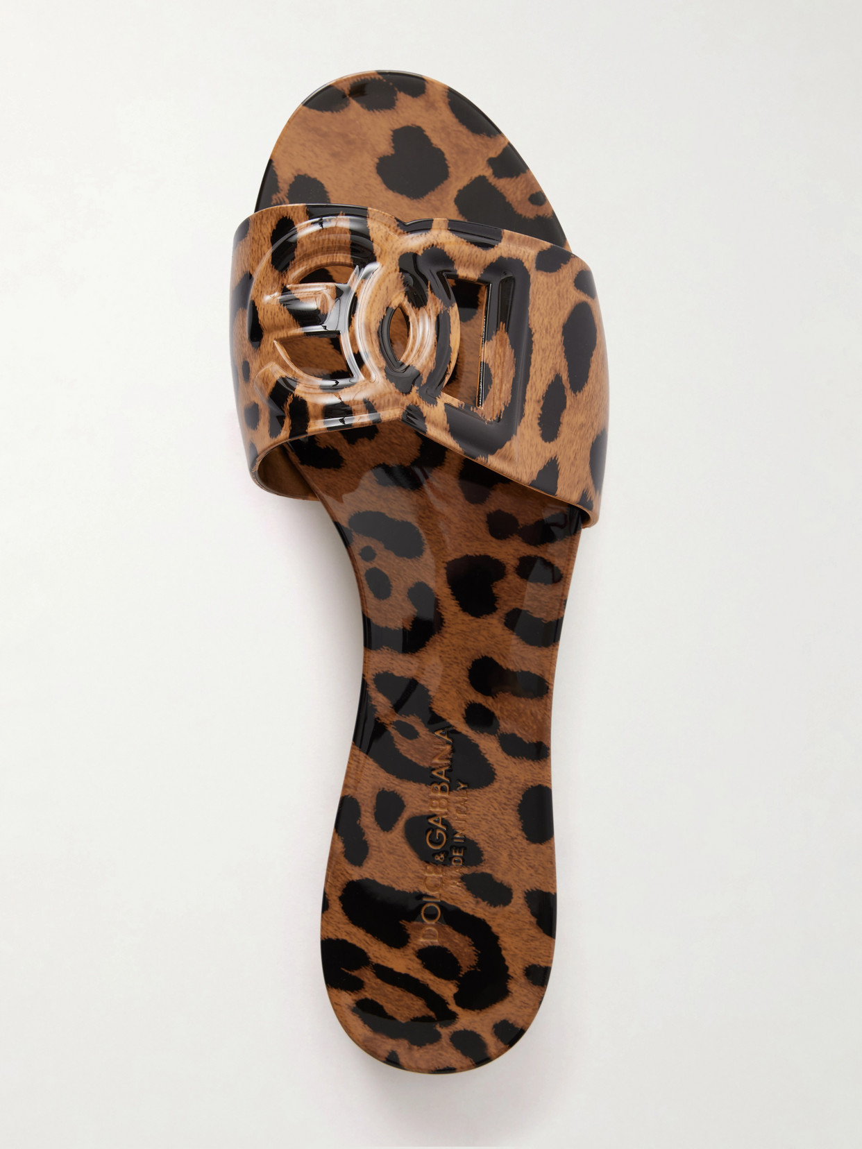 Bianca Logo-Embossed Leopard-Print Rubber Flats