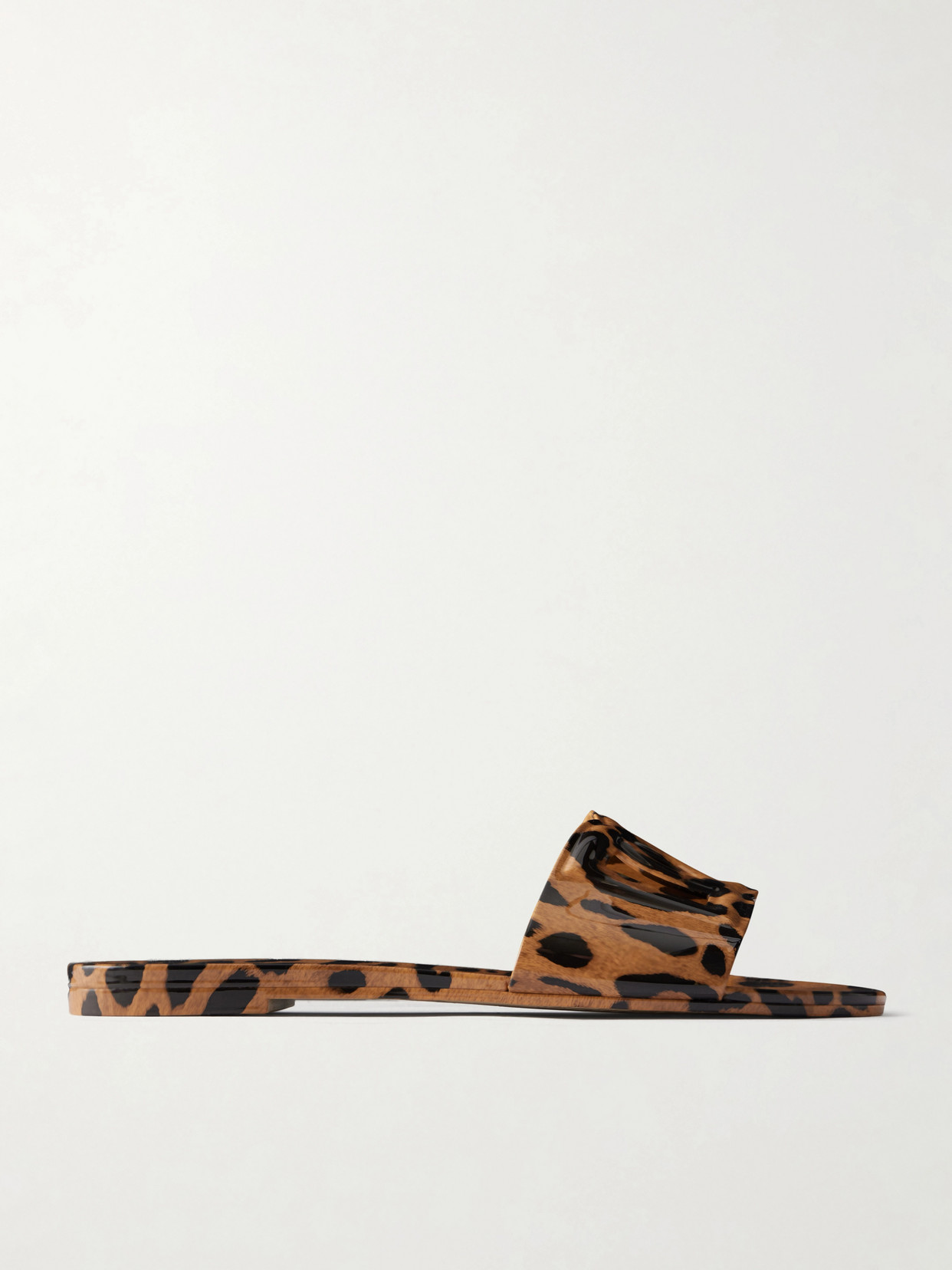 Dolce & Gabbana Bianca Logo-embossed Leopard-print Rubber Flats In Animal Print