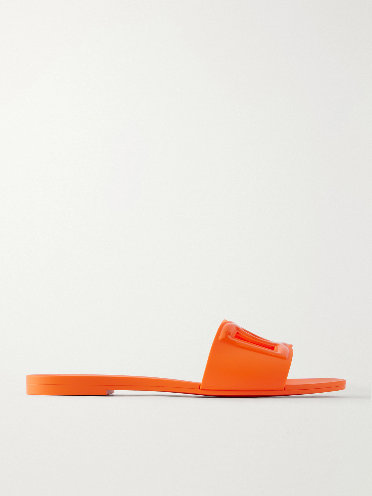 Dolce & Gabbana Bianca Logo-embossed Rubber Slides In Orange