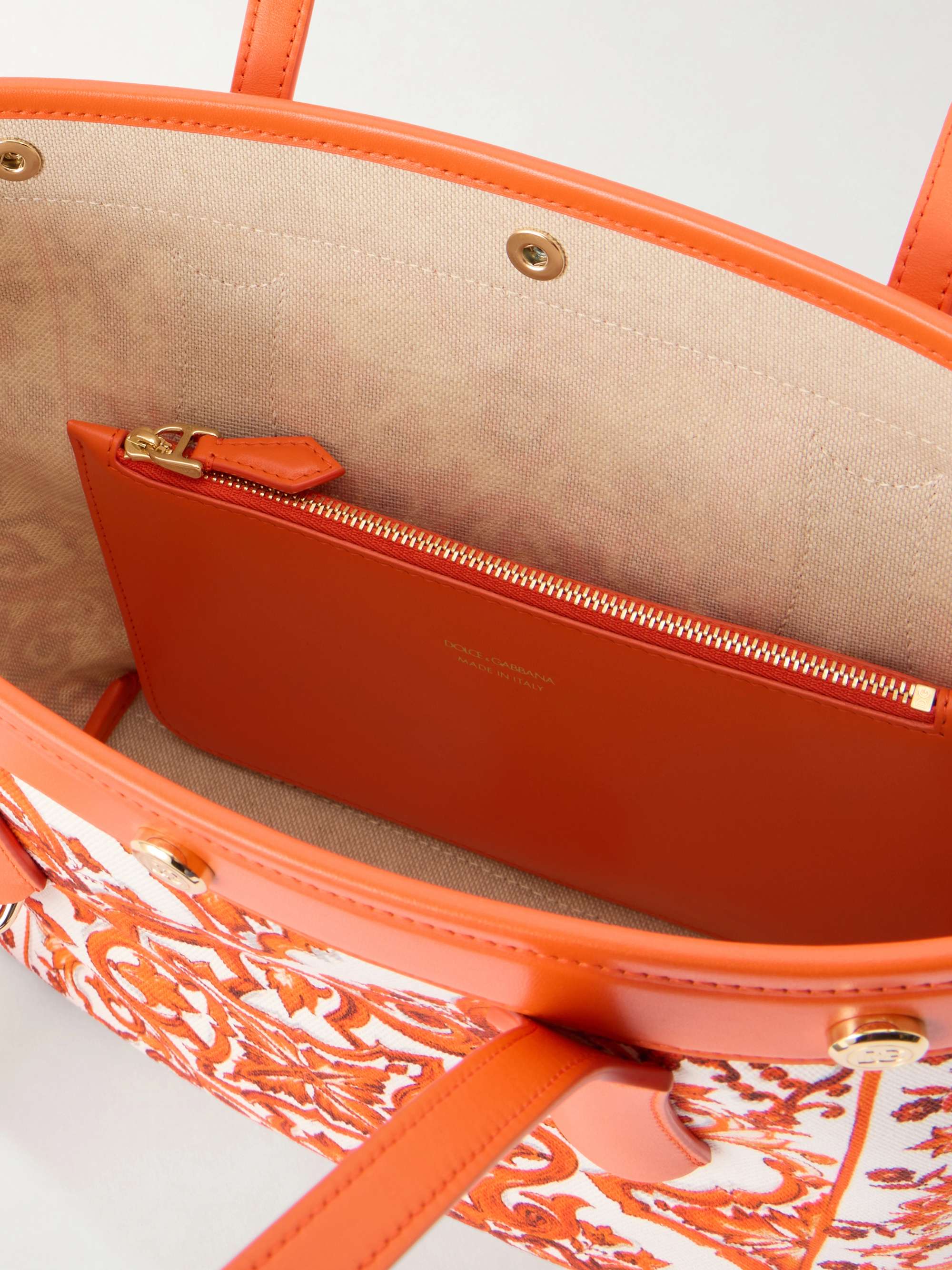 DOLCE&GABBANA Kendra printed logo-embellished leather-trimmed