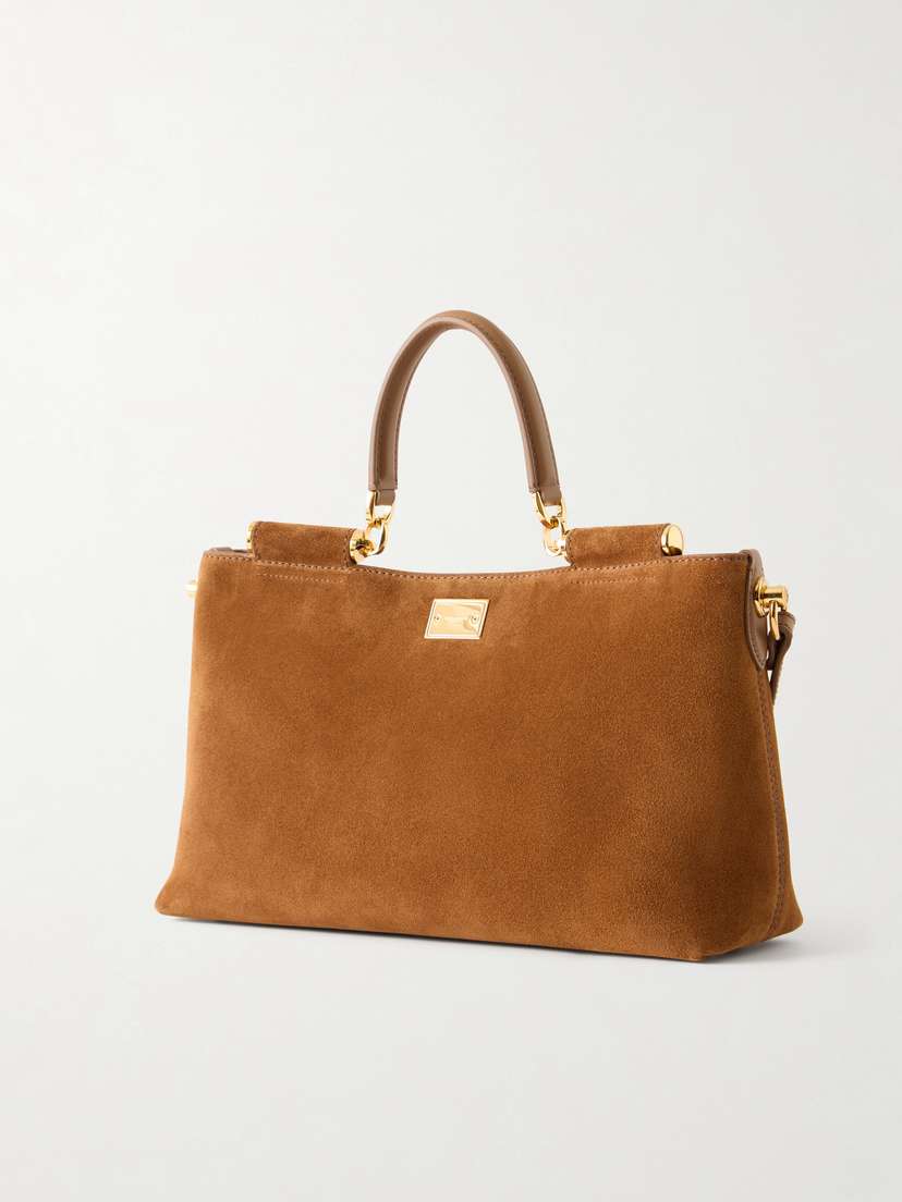 Dolce & Gabbana Vittoria Leather-trimmed Suede Tote | Thumbnail 4 Dolce & Gabbana Vittoria Leather-trimmed Suede Tote | Thumbnail 4