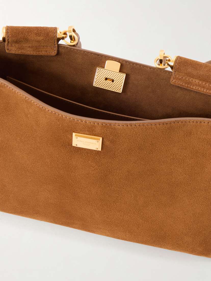 Dolce & Gabbana Vittoria Leather-trimmed Suede Tote | Thumbnail 6 Dolce & Gabbana Vittoria Leather-trimmed Suede Tote | Thumbnail 6