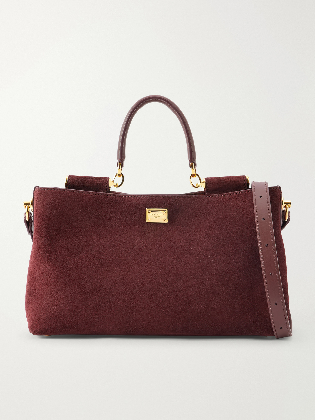 Dolce & Gabbana Vittoria Suede Tote In Burgundy