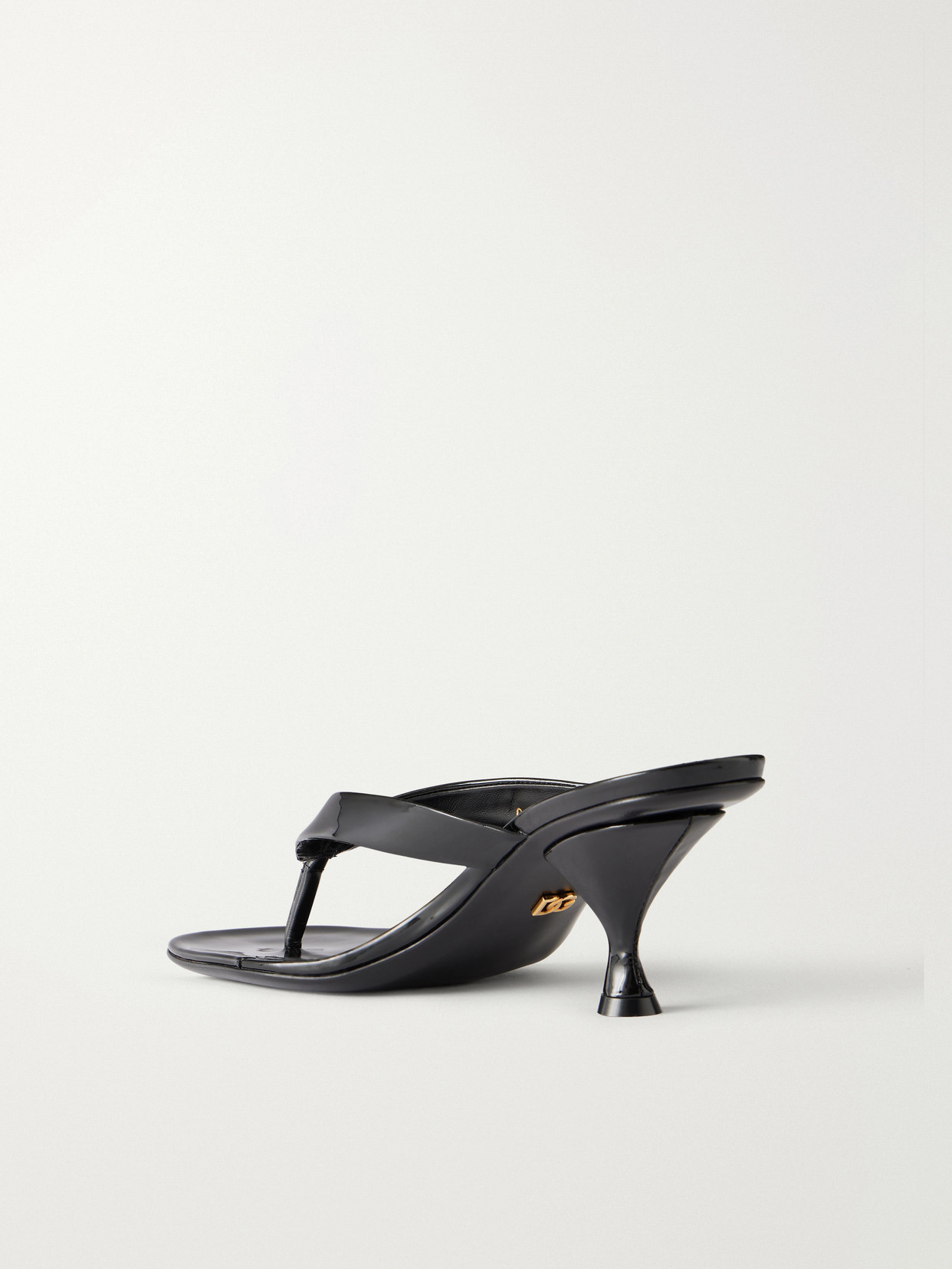Logo-Detailed Patent-Leather Thong Sandals