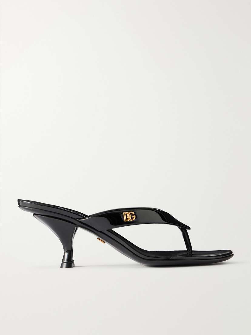 Dolce & Gabbana Logo-detailed Patent-leather Thong Sandals