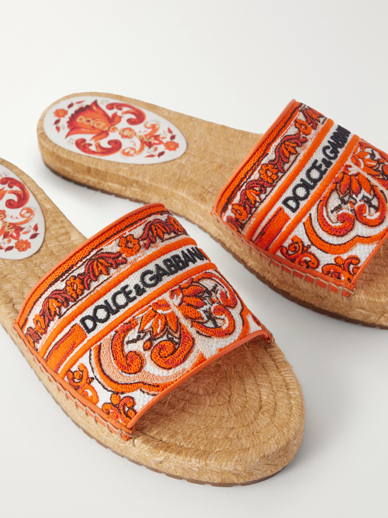 Leather-Trimmed Espadrille Sandals