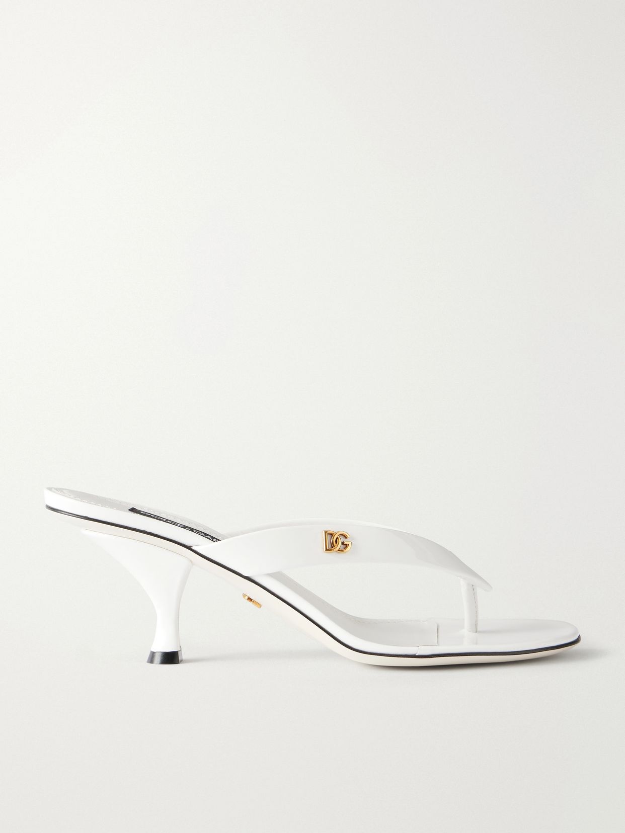 Logo-detailed patent-leather thong sandals