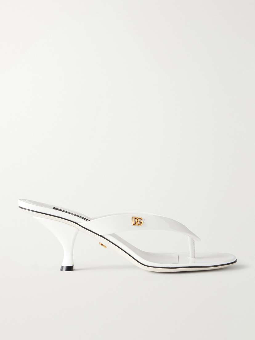 Dolce & Gabbana Logo-detailed Patent-leather Thong Sandals
