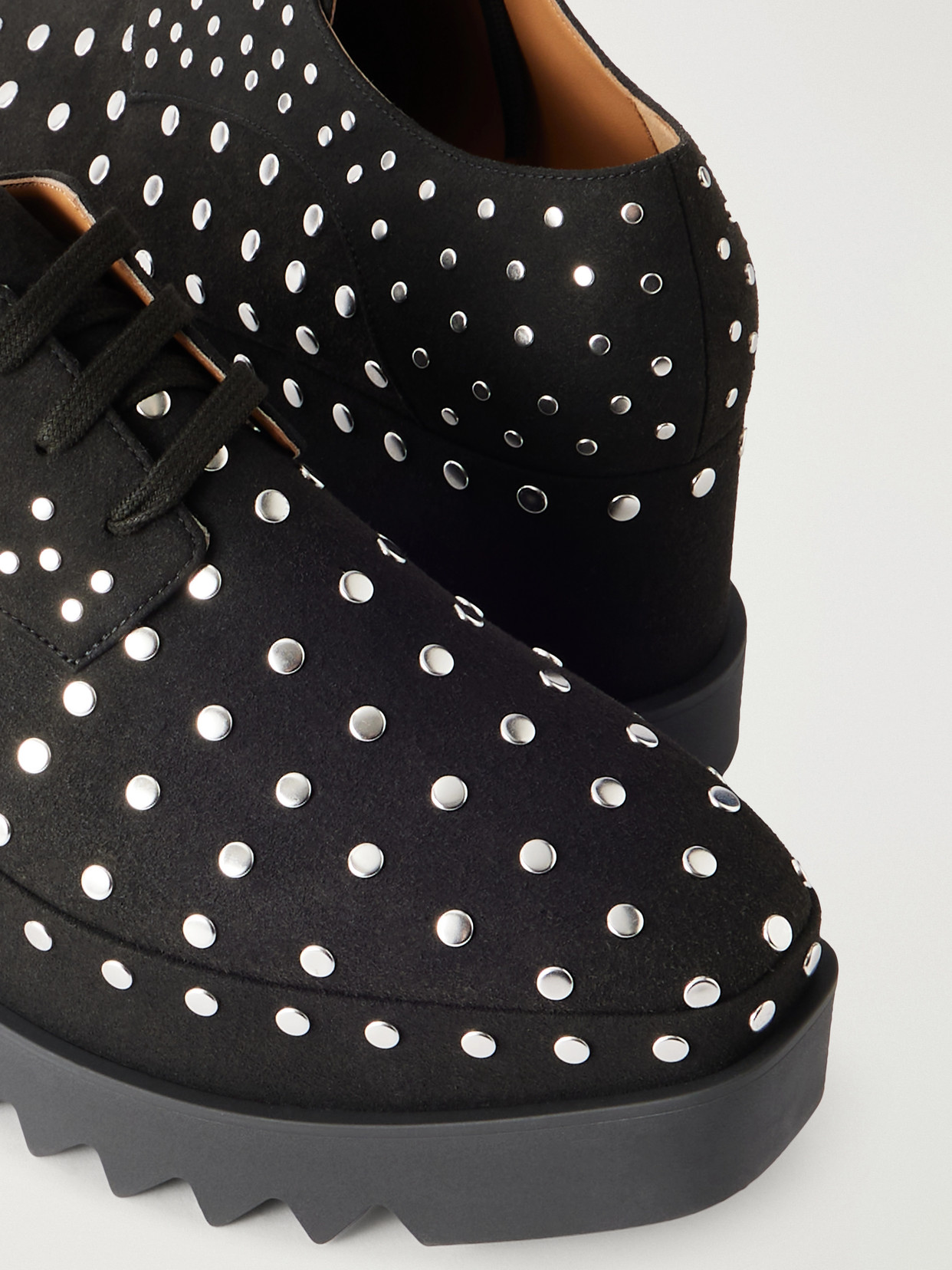 Elyse Studded Textured Vegan Material Platform Brogues