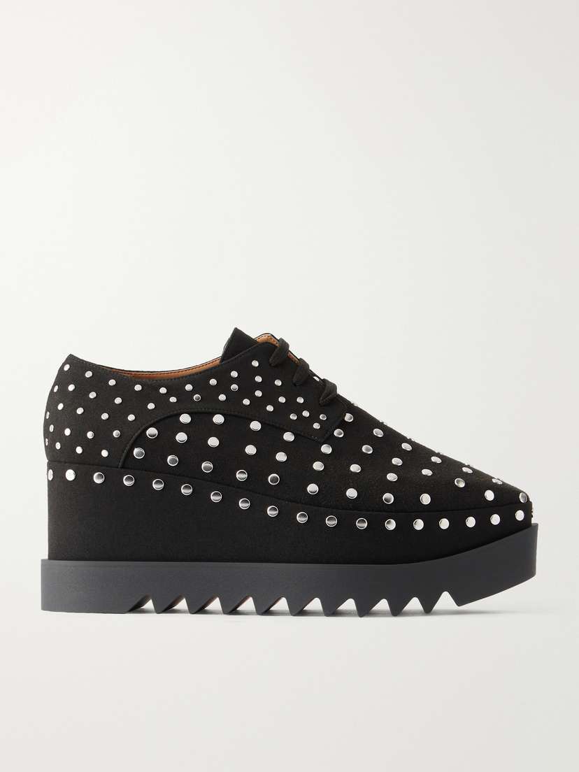 Stella McCartney Elyse Studded Textured Vegan Material Platform Brogues