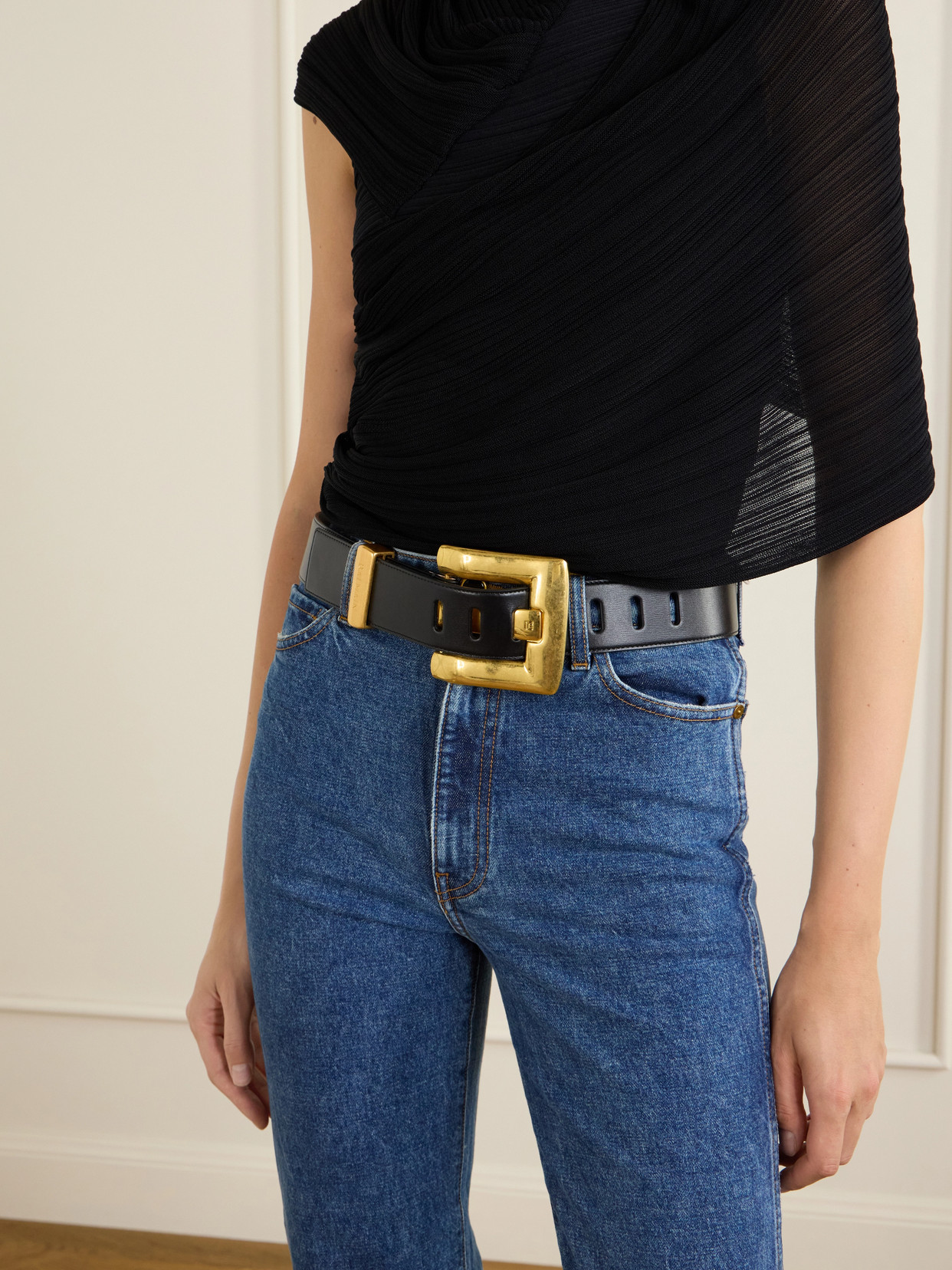 Balmain Anthem Leather Belt In Black