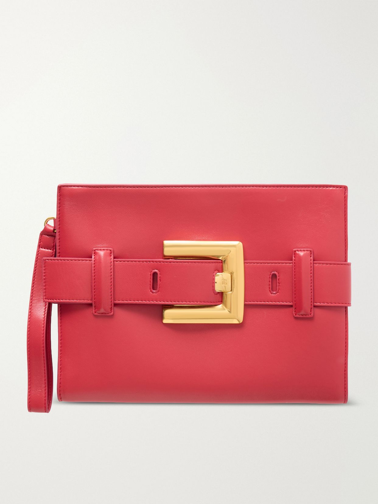 Anthem buckled leather clutch