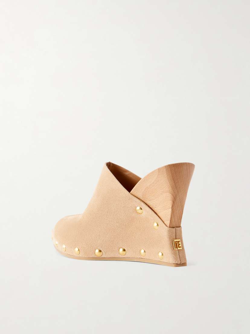 Balmain Suede Wedge Clogs | Thumbnail 3 Balmain Suede Wedge Clogs | Thumbnail 3
