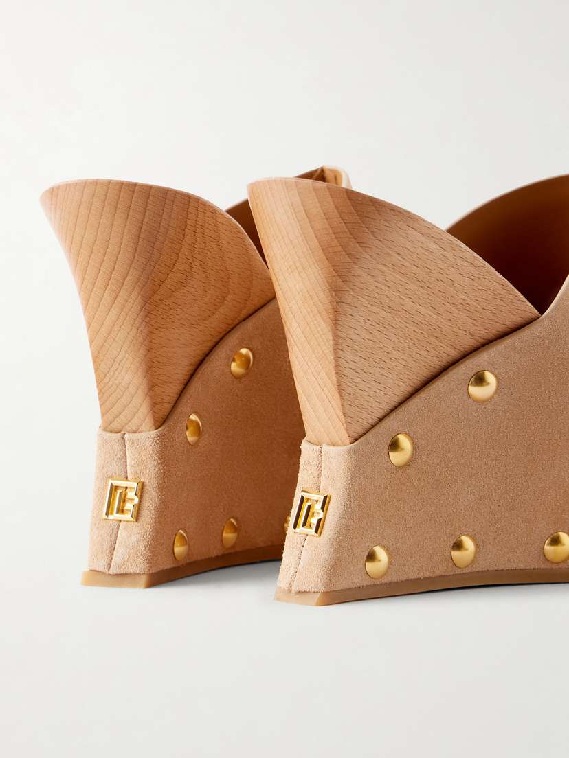 Balmain Suede Wedge Clogs | Thumbnail 5 Balmain Suede Wedge Clogs | Thumbnail 5
