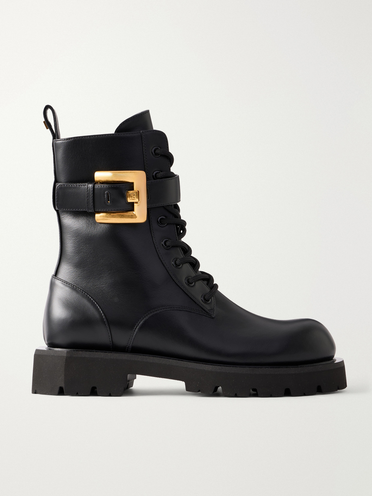 Balmain Anthem Belt-detailed Leather Ankle Boots In Black
