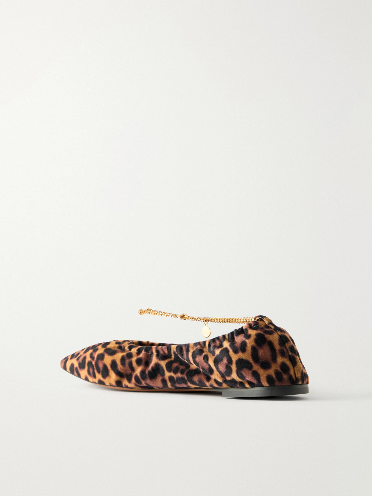 Leopard-Print Velvet Ballerina Flats
