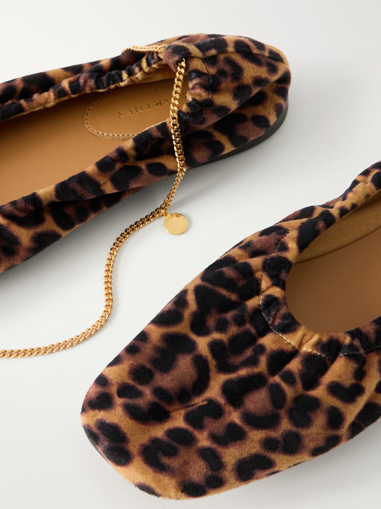 Leopard-Print Velvet Ballerina Flats