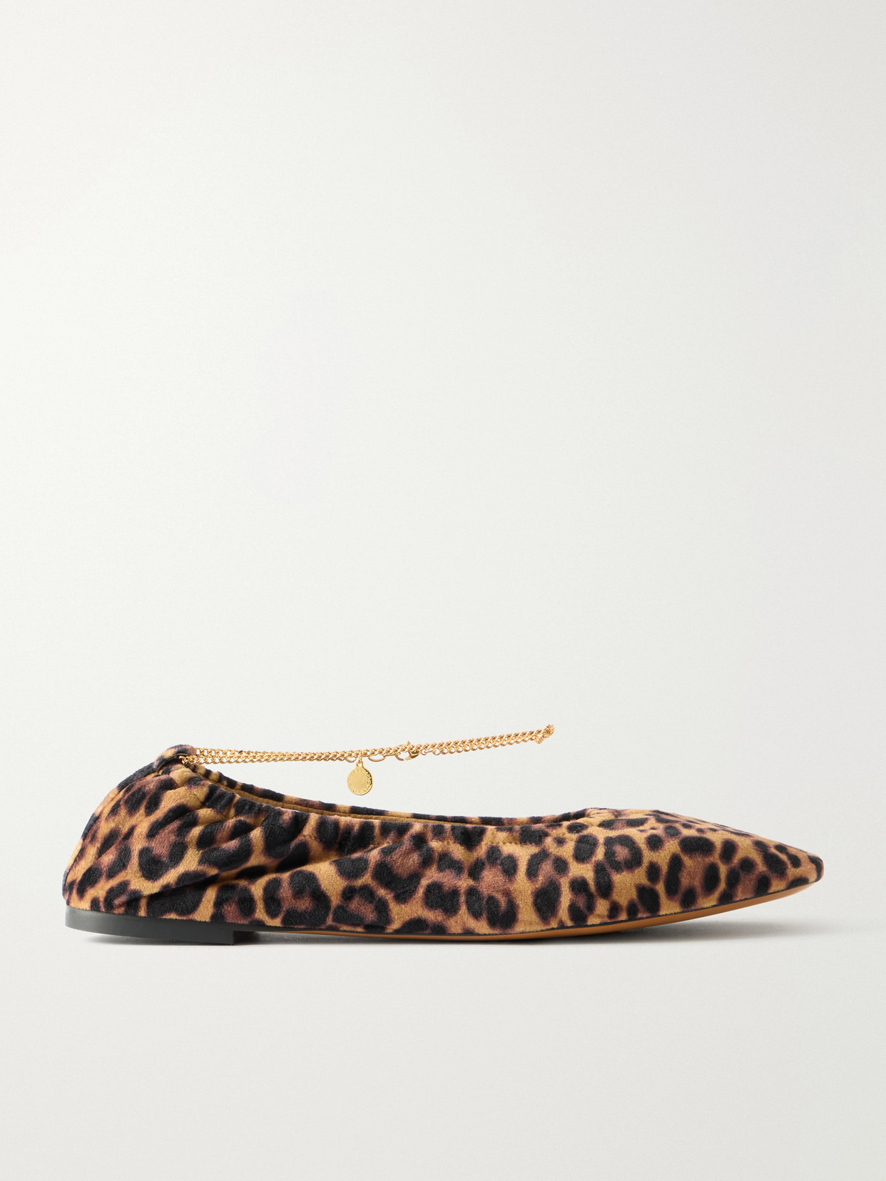 Stella Mccartney Embellished Leopard-print Velvet Ballerina Flats In Animal Print