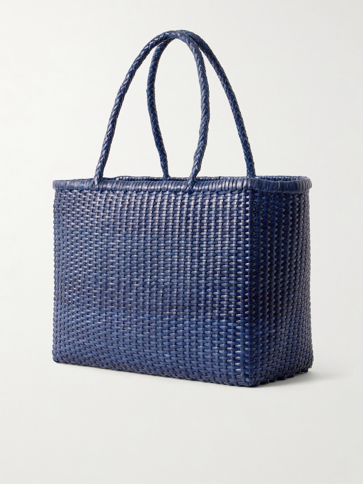 Dragon Diffusion B Weave Leather Tote In Blue