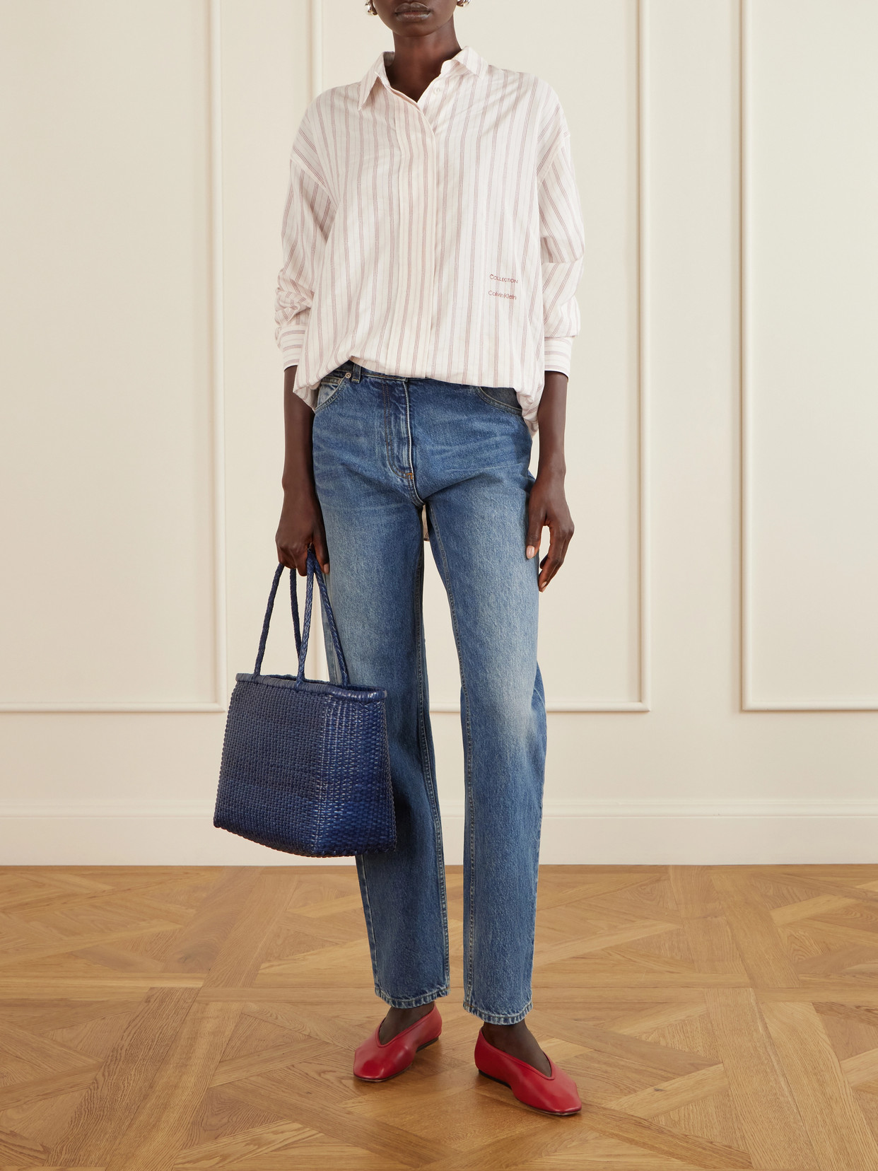 Dragon Diffusion B Weave Leather Tote In Blue