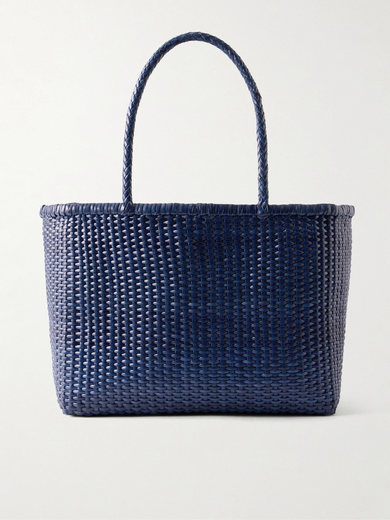 Dragon Diffusion B Weave Leather Tote In Blue