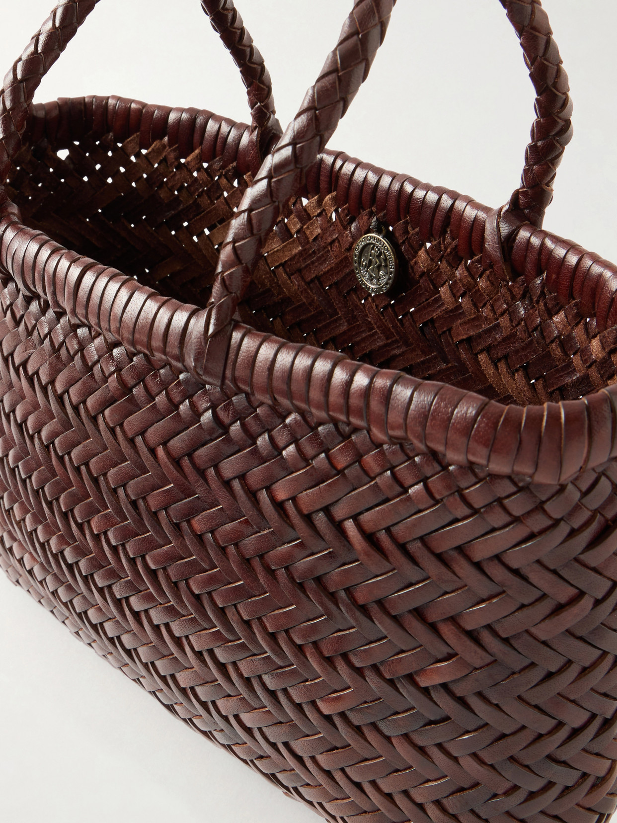 Dragon Diffusion Gora Mini Woven Leather Tote In Brown