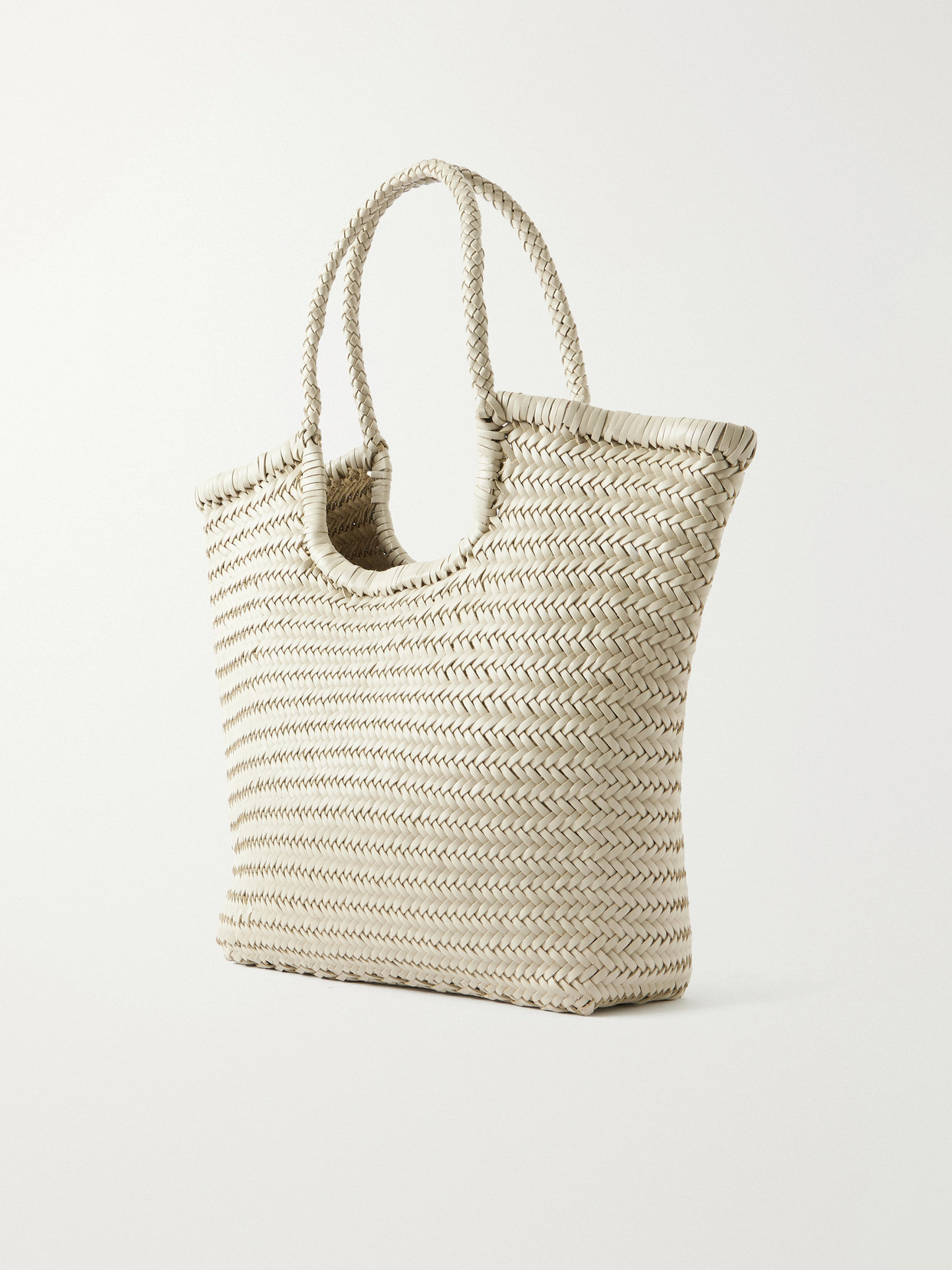 Ns Diagonal Triple Jump Woven Leather Tote