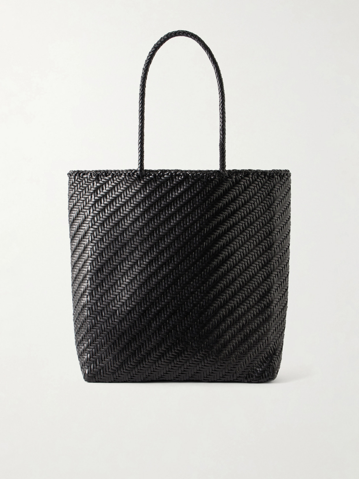 Dragon Diffusion Big Woven Leather Tote Bag In Black