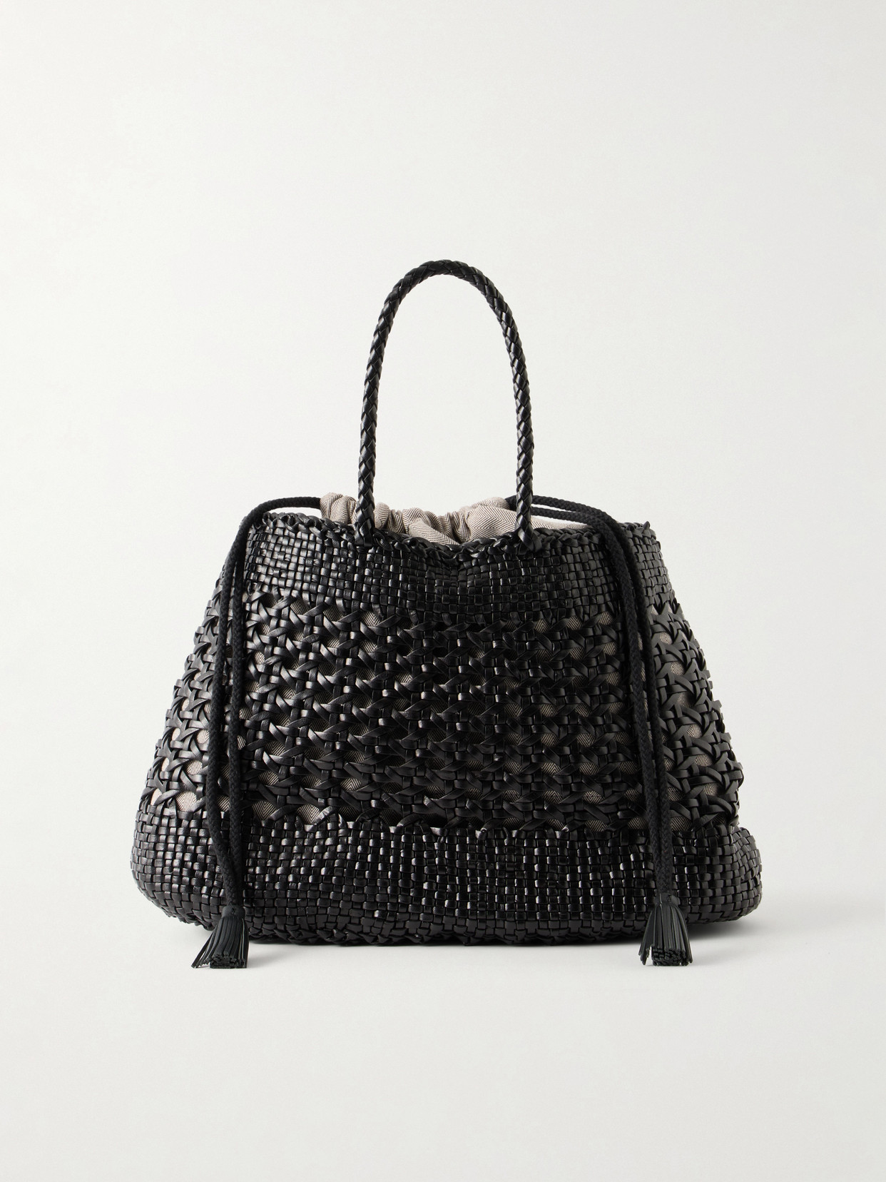 Dragon Diffusion Santa Cano Woven Leather Tote Bag In Black