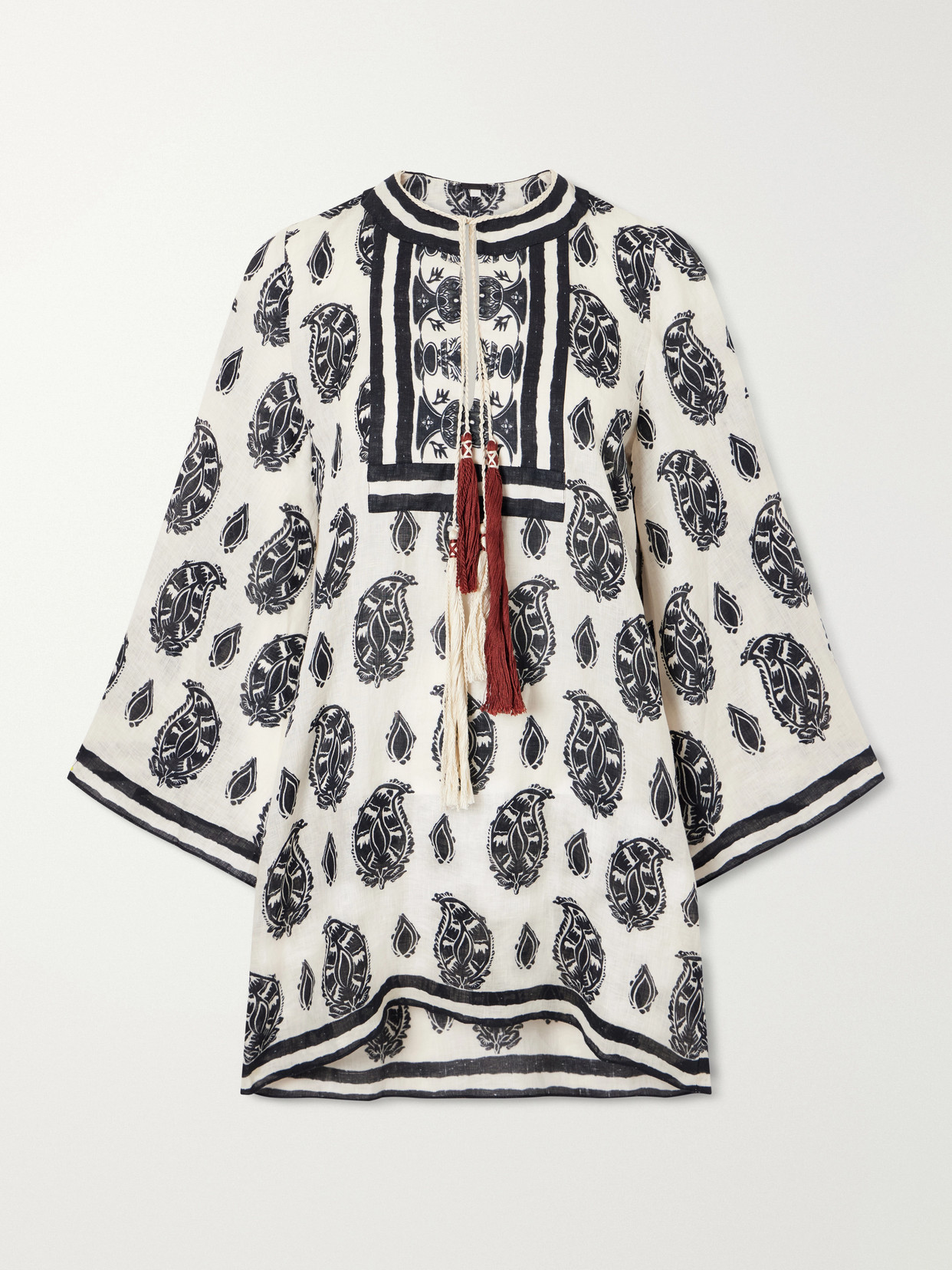 Johanna Ortiz Caretaker Printed Linen Mini Dress In Neutrals